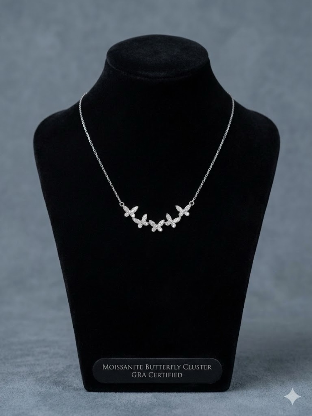 New Silver Butterfly Vine Necklace with Sparkling Accents